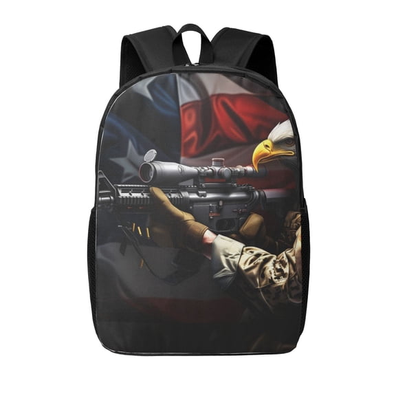 Xecao American Bald Eagle Warrior print Travel Backpack, Large Computer Backpack for Men Women, College School Rucksack Book Bag