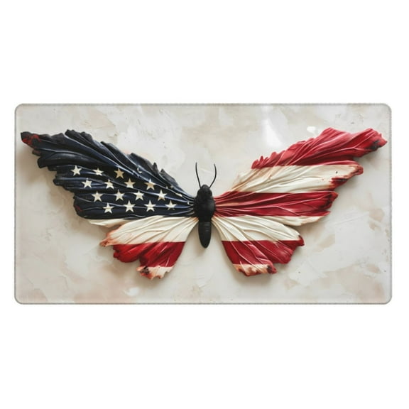 Xecao American Flag Butterfly Wall for Waterproof Mouse Pad - Extended Contour Mouse Mat, Large Gaming Mousepad Laptop Keyboard Mat with Non-Slip Rubber Base