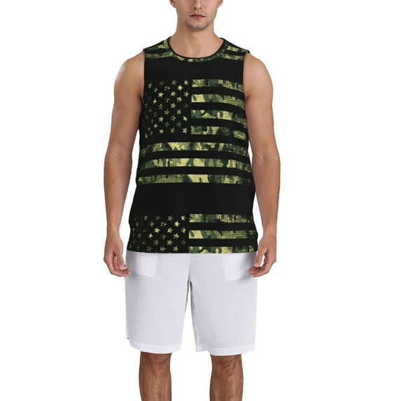 Xecao American Flag Camo print basketball shirt for both men and women, a unisex basketball jersey perfect for theme parties-Large