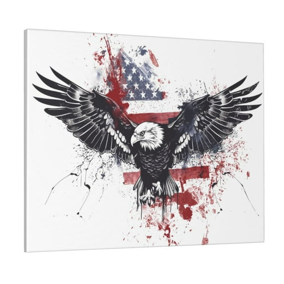 Xecao American Flag Eagle Art for Waterproof Framed Canvas Art - Modern Home Decor with Real Wood Frame for Gifting and Interior Design,Horizontal