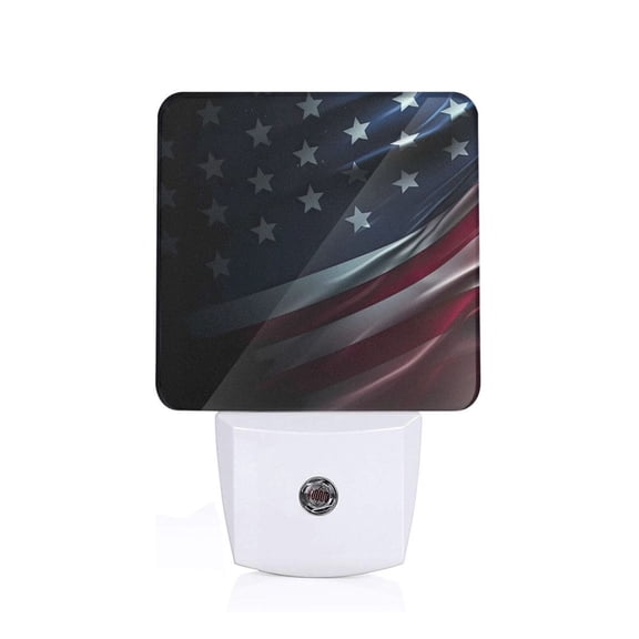 Xecao American Flag Waving Print for Night Light - a Wall-mounted LED Fixture with A Dusk-to-dawn Sensor, Ideal for Bedrooms, Bathrooms, Hallways, and Kitchens-US