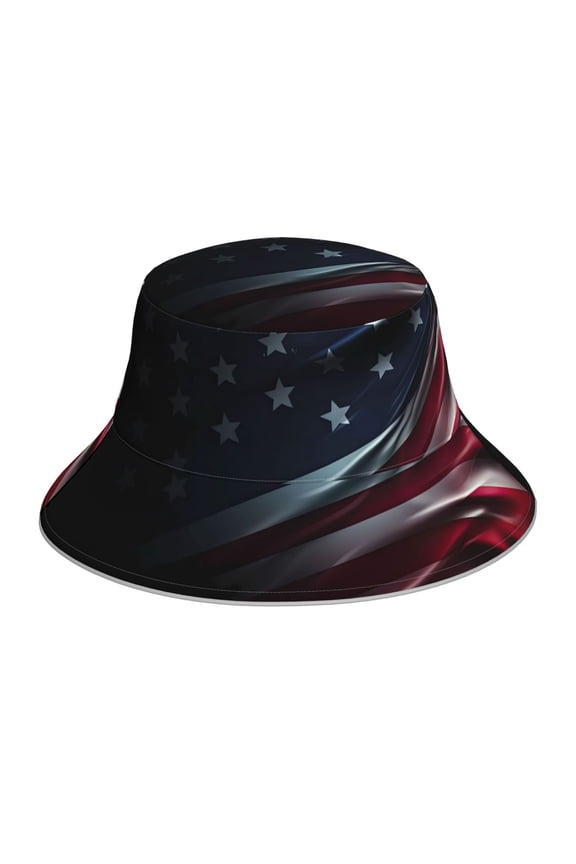 American Flag Waving Print Print Men and Women Night Reflective Hat Runner Cap Visor Bucket Hat Boonie Cap
