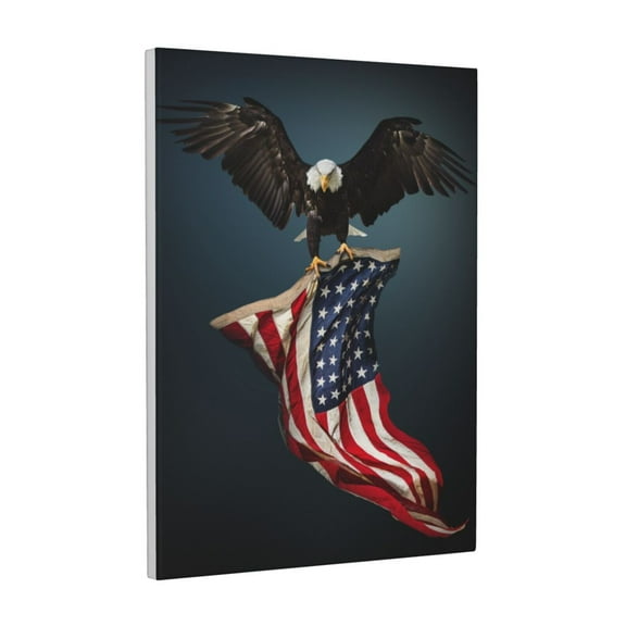 Xecao American Flag for Ready-to-Hang Canvas Art 12x16 Inches - Waterproof HD Print Solid Wood Frame for Gifting,Vertical