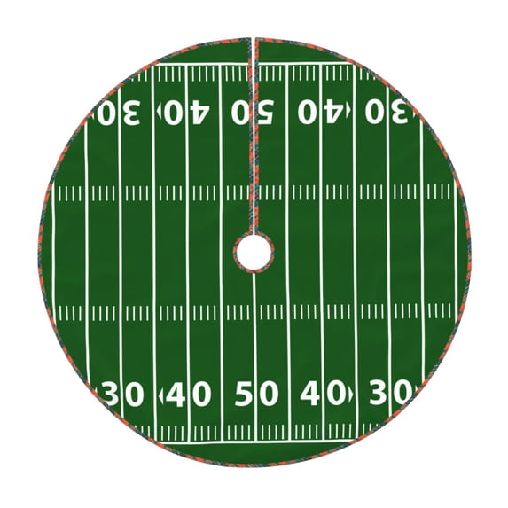 Xecao American Football Field1 Pattern Christmas Tree Skirt Round Xmas Tree Mat Base Cover for Holiday Home Decorations-48"