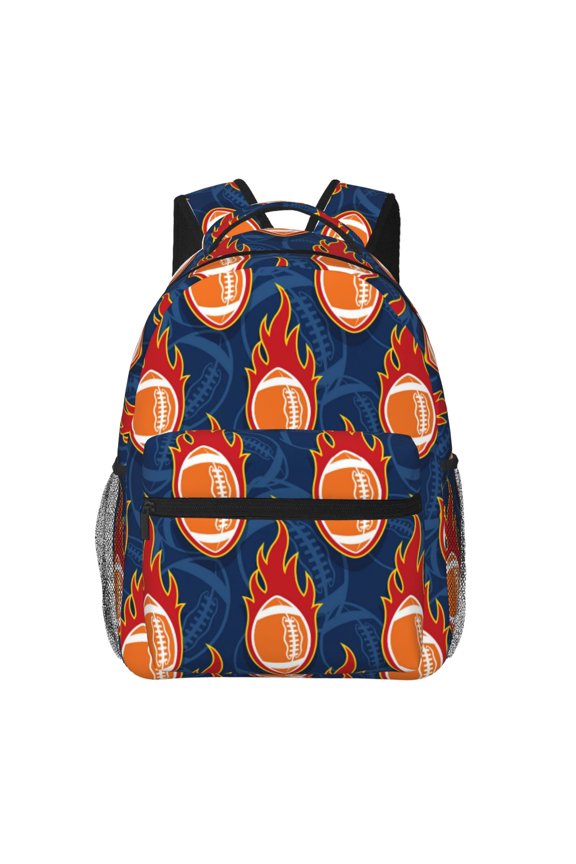 American Football and Fire Flames Backpack, a stylish and functional choice for both men and women, is the perfect basic bookbag for college, work, or travel