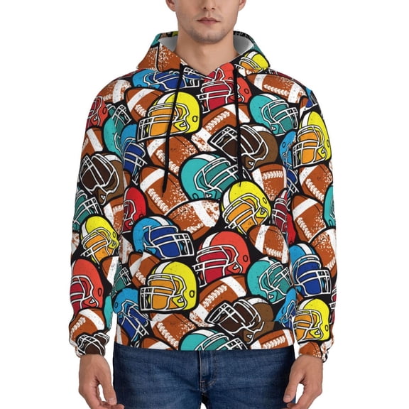 Xecao American Football Pattern Men's Adult Pullover Hoodie,Hooded Sweatshirt-Medium