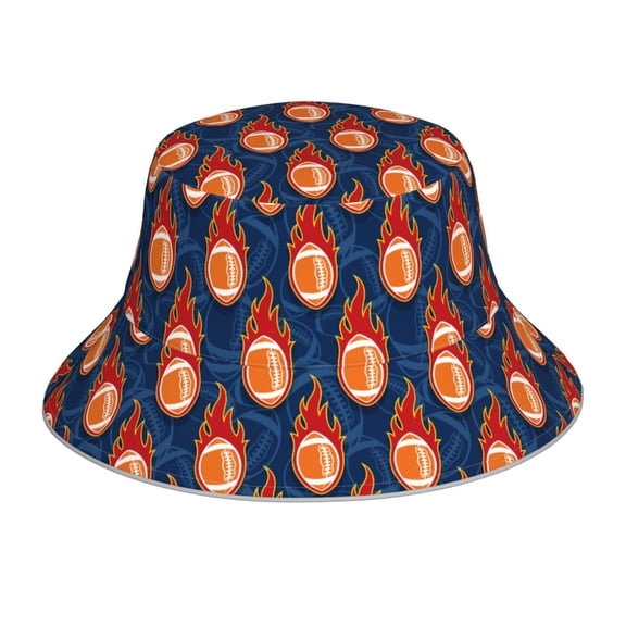 Xecao American Football and Fire Flames Print Men and Women Night Reflective Hat Runner Cap Visor Bucket Hat Boonie Cap