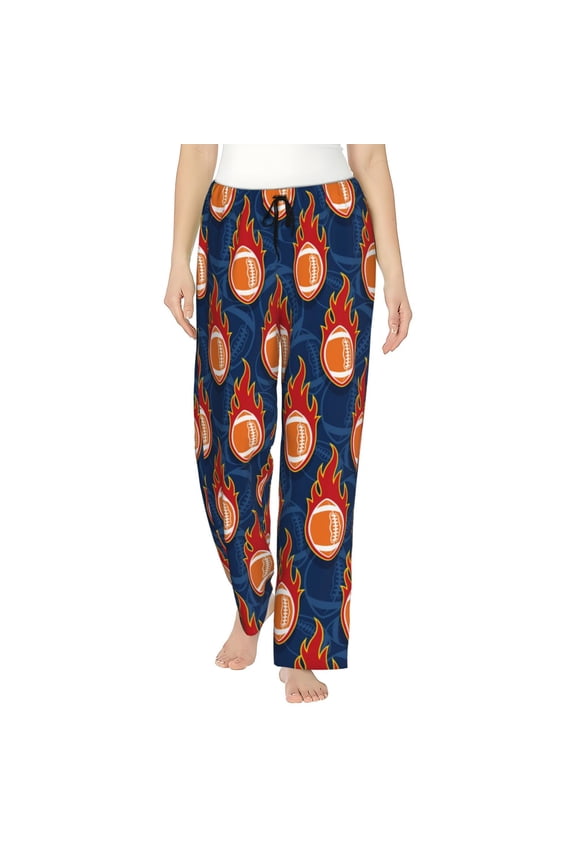 American Football and Fire Flames Women's Straight Lounge Pajama Pants: The Epitome of Relaxed Sleepwear