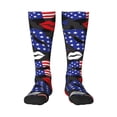 thumbnail image 1 of Xecao American With Lips print thigh-high socks, crafted for both men and women with a stretchy, high-opaque design perfect for daily wear, 1 of 6