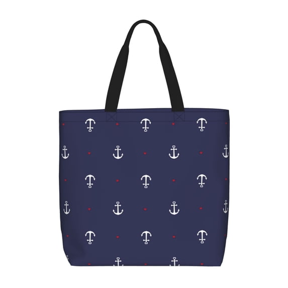 Xecao Anchor Heart Blue for Tote Bag: spacious with inner pockets, ideal for work, shopping, or travel.