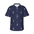 thumbnail image 1 of Xecao Anchor Heart Blue print Hawaiian shirt - a stylish short-sleeve button-down for men, perfect for casual beach and tropical outings., 1 of 9
