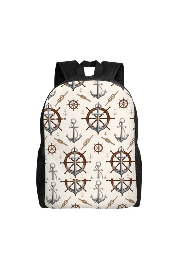 Anchor with Rope Print School Backpack with Laptop Compartment Small Travel Laptop Backpack for Women Men Waterproof College Backpack Simple School Bag
