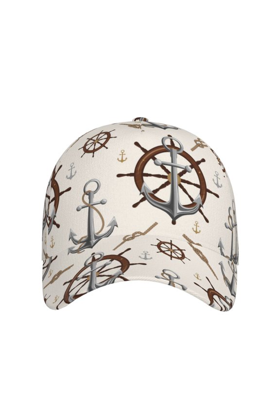 Anchor with Rope for Baseball Cap: Unisex, crafted from classic polyester twill fabric, featuring a soft unconstructed design