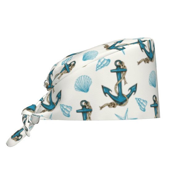 Xecao Anchors And Shells Print Men Women Adjustable Working Cap with Button Unisex Hats Sweatband