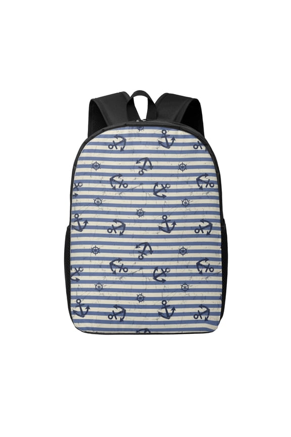 Anchors And Steering Wheel print Travel Backpack, Large Computer Backpack for Men Women, College School Rucksack Book Bag