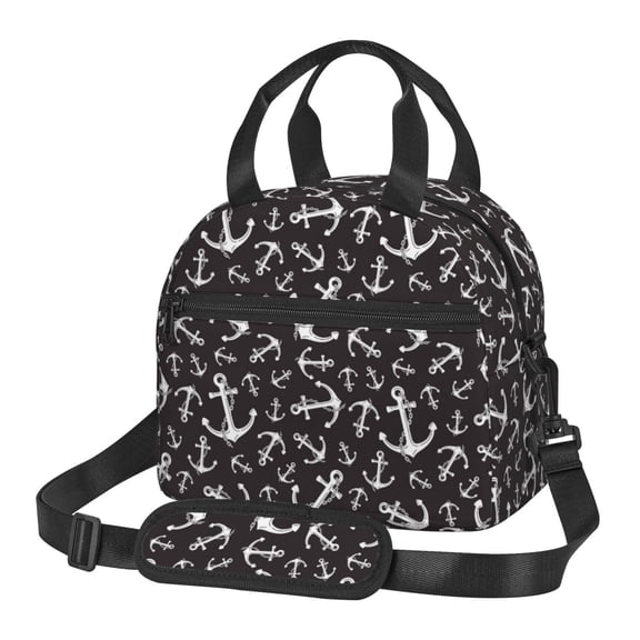 Xecao Anchors Print Insulated Lunch Box, Lunch Cags Lunch Bag Featuring An Adjustable Shoulder Strap