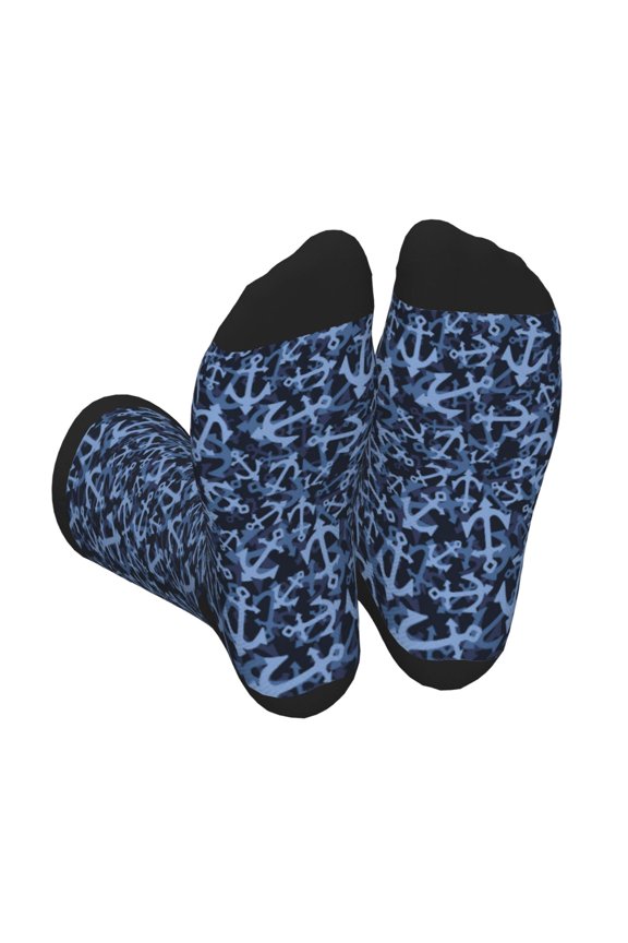 Anchors Ship Print Crew Socks for Men and Women, Men's Soft Moisture-wicking Sock