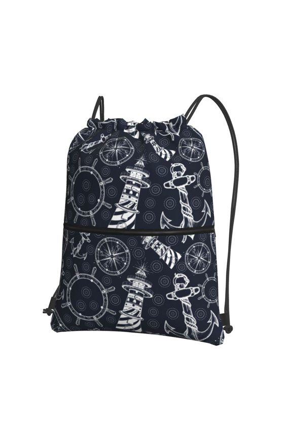 Anchors and Lighthouse for Drawstring Bags,Pull String Backpack Bags,String Bag Sackpack