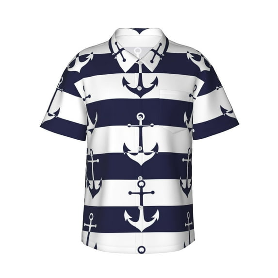 Xecao Anchors print Hawaiian shirt - a stylish short-sleeve button-down for men, perfect for casual beach and tropical outings.