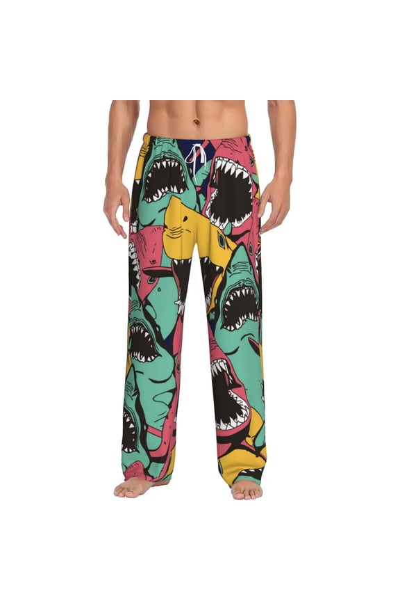 Angry Shark Pattern Men's Straight Lounge Pajama Pants: The Ultimate in Comfortable Sleepwear