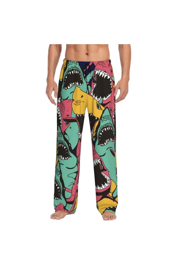 Angry Shark Pattern Men's Straight Lounge Pajama Pants: The Ultimate in Comfortable Sleepwear