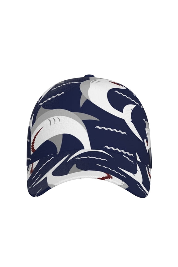 Angry Shark for Baseball Cap: Unisex, crafted from classic polyester twill fabric, featuring a soft unconstructed design