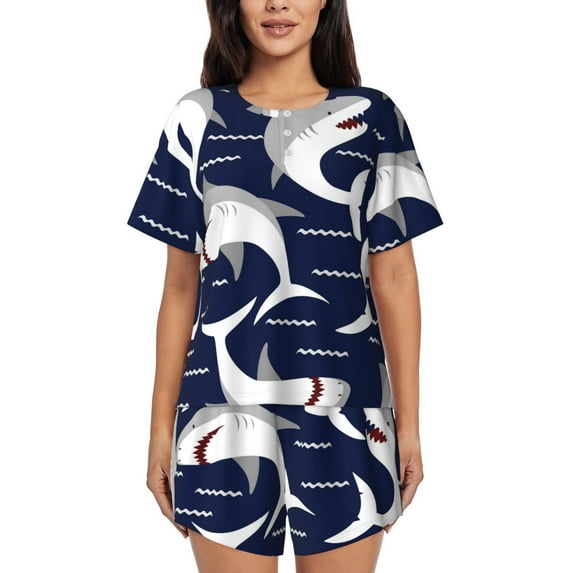 Xecao Angry Shark print Swimsuit for women, Summer-ready, sporty style.Quick-dry fabric. Many sizes & colors.
