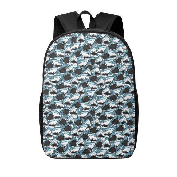 Xecao Angry Shark print Travel Backpack, Large Computer Backpack for Men Women, College School Rucksack Book Bag
