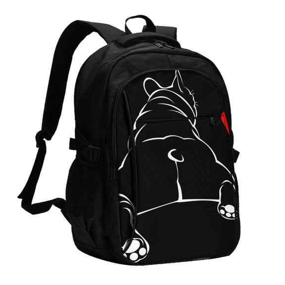 Xecao Animal Bulldog for Travel Laptop Backpack, USB-Charging-Enabled, Spacious Business Backpack for Men and Women,College School Computer Bag