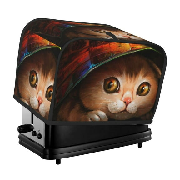 Xecao Animal Cat Print 2 Slice Toaster Cover with Pockets, Small Appliance Cover, Dust and Fingerprint Protection, Machine Washable