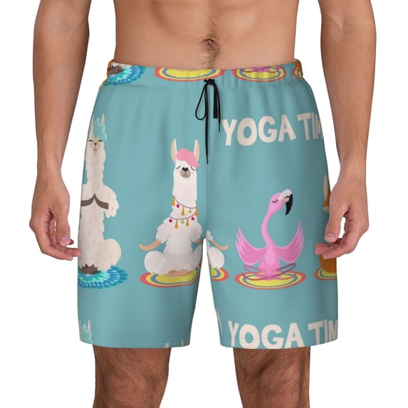 Xecao Animal Meditation for Men's Swimming Trunks Swim Trunks Quick Dry Swim Shorts with Mesh Lining Funny Swimwear Bathing Suits