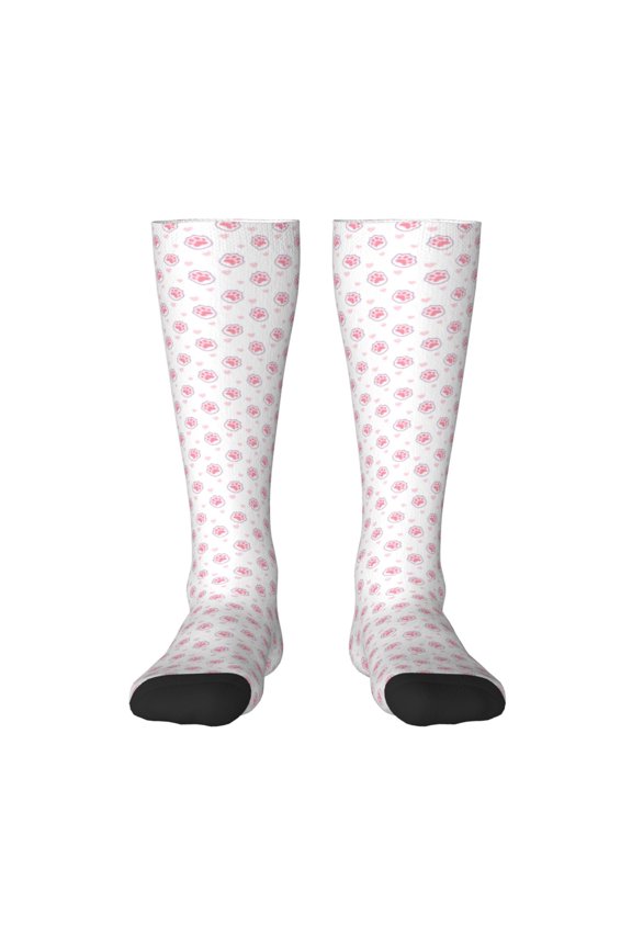 Animal Pink Color Paw Print Compression Socks for Both Men And Women for Running, Travel, Flight, Nurse