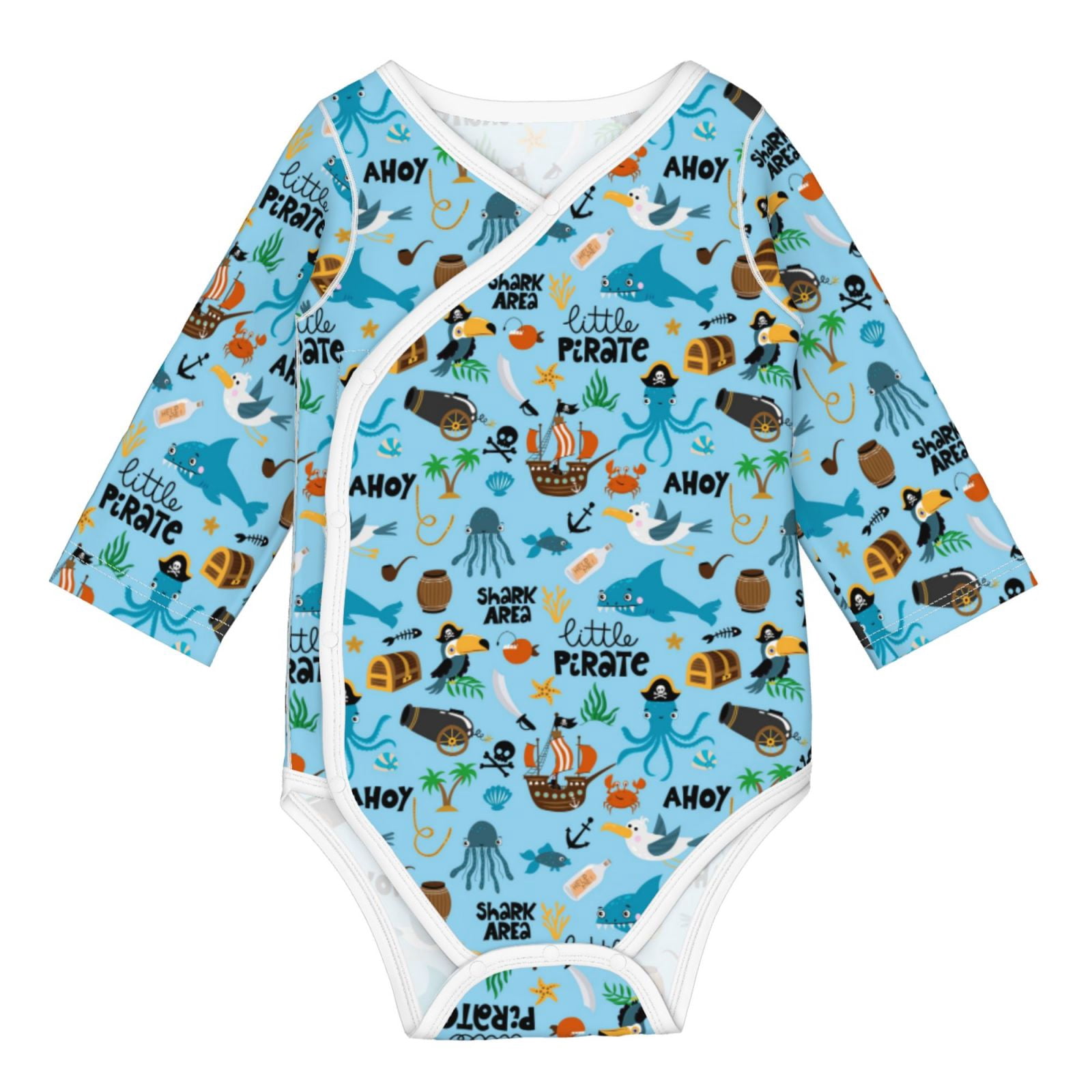 Xecao Animal Pirate Print Baby unisex-baby Cotton Long-sleeve Bodysuits-12 Months