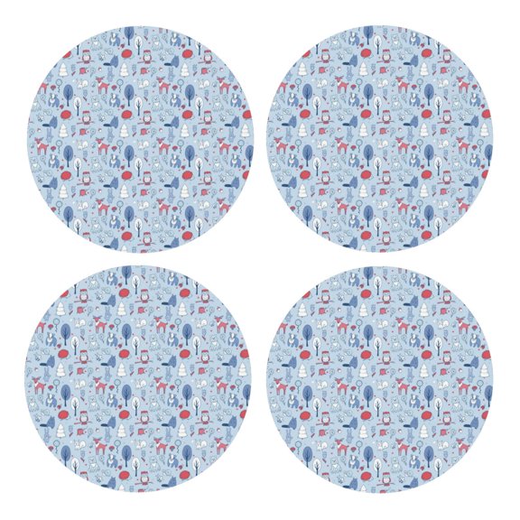 Xecao Animal for MDF Cork Coaster 4 Pcs,Drink Coasters,Suit for House Warming Gifts New Home ,Coffee Table Decor-Round Shape