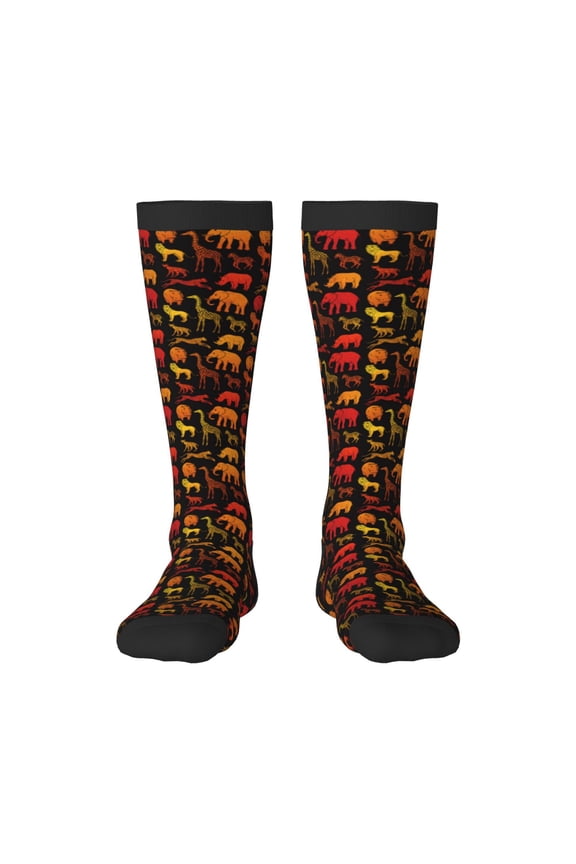 Animal print thigh-high socks, crafted for both men and women with a stretchy, high-opaque design perfect for daily wear