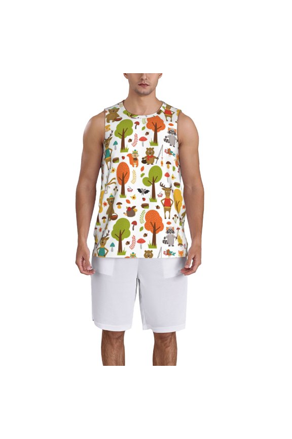 Animals Forest print basketball shirt for both men and women, a unisex basketball jersey perfect for theme parties-Medium