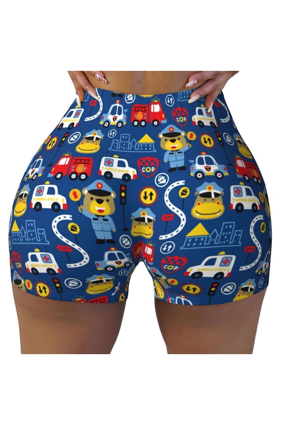 Animals Rescue Team Print Workout Shorts for Women Soft Smooth Gym Yoga Scrunch Active Tennis Workout Running Shorts