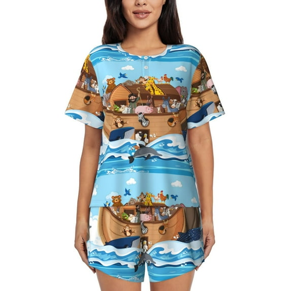 Xecao Animals on Noah's Ark Floating print Swimsuit for women, Summer-ready, sporty style.Quick-dry fabric. Many sizes & colors.