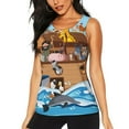 thumbnail image 1 of Xecao Animals on Noah's Ark Floating print women's scoop neck, loose-fit workout tank tops for the gym., 1 of 9