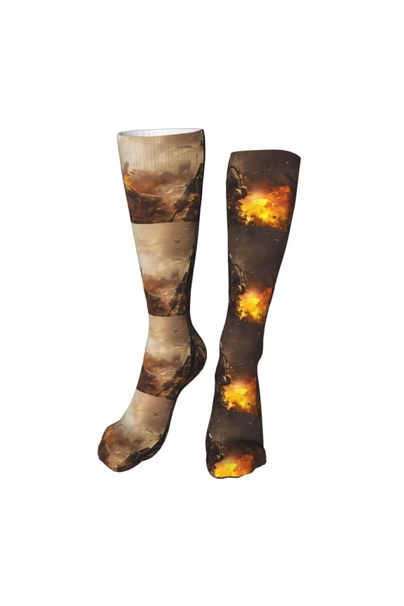 Apocalyptic Skull Soldier Print Calf Socks Seamless Toe, Knee High Long Socks, Sports Socks Trouser Socks for Women and Men-One Size