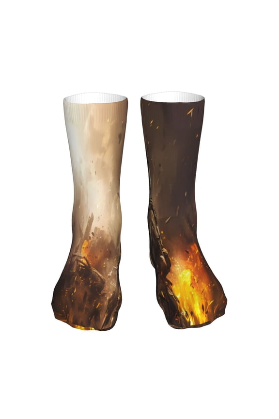 Apocalyptic Skull Soldier Print Fashion No Heel Casual Crew Socks Cushioned Breathable for Men Women - Moisture wicking,Not easy to fade Suitable for daily