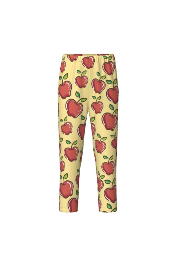 Apple Print Teenagers' Pajama Pants Long Sleep Pants Soft Elastic Waist Pajama Bottoms Elastic waist with 2 Pockets 5-16 Years-XS(5-6)