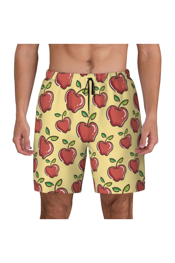 Apple for Men's Swimming Trunks Swim Trunks Quick Dry Swim Shorts with Mesh Lining Funny Swimwear Bathing Suits