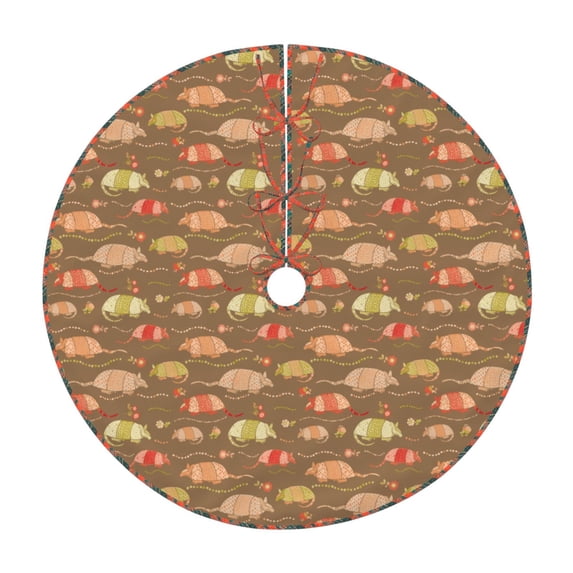 Xecao Armadillo Floral 1 Pattern Christmas Tree Skirt Round Xmas Tree Mat Base Cover for Holiday Home Decorations-48"