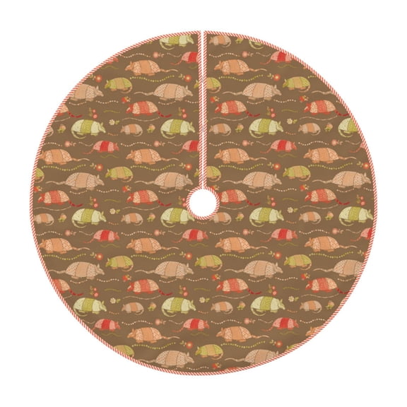 Xecao Armadillo Floral 1 Pattern Christmas Tree Skirt Round Xmas Tree Mat Base Cover for Holiday Home Decorations-36"