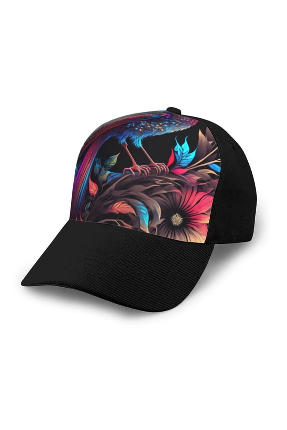 Artistic Colorful Bird print unisex vintage washed baseball cap, a soft and adjustable hat perfect for any casual style.