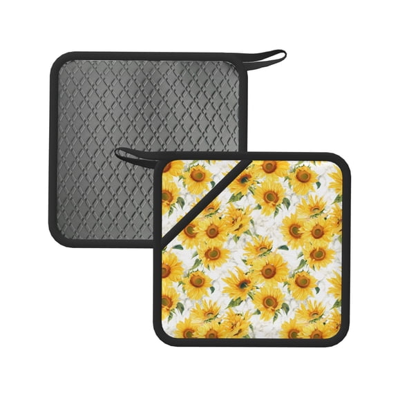 Xecao Artistic Marble Pattern Sunflower for Silicone Trivet Mats - Heat Resistant Pot Holders, Multipurpose Non-Slip Hot Pads