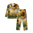 thumbnail image 1 of Xecao Artistic Oil Painting Sunflower Print Pajamas Set Mens Pajamas Long Sleeve Loungewear Two-Piece Sleepwear Button-Down Pjs Set,2PJS-XX-Large, 1 of 7