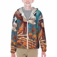 thumbnail image 1 of Xecao Artistic Orange Carnation Skull Print Fishing Shirts for teenager Long Sleeve UV Sun Protection Hoodie with Zipper Outdoor Hiking Shirts-X-Large, 1 of 7