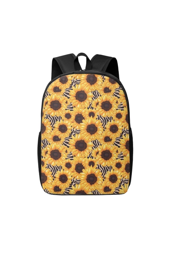 Artistic Zebra Print Sunflower print Travel Backpack, Large Computer Backpack for Men Women, College School Rucksack Book Bag